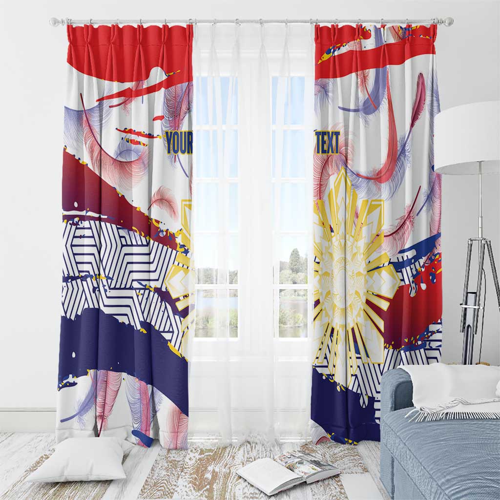 Philippines Sun Tattoo Window Curtain Feathers Filipinas Grunge Style White LT14 - Polynesian Pride