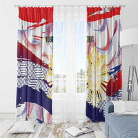 Philippines Sun Tattoo Window Curtain Feathers Filipinas Grunge Style White LT14 - Polynesian Pride