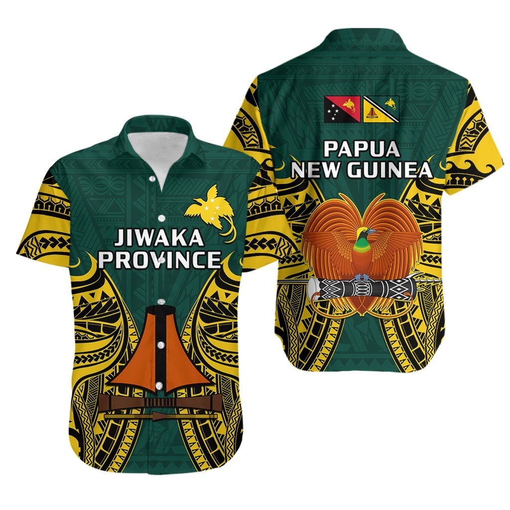 Papua New Guinea Hawaiian Shirt Jiwaka Province Mix Coat Of Arms Polynesian Art LT14 Green - Polynesian Pride