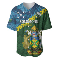 Personalised Solomon Islands Darts Baseball Jersey Tropical Leaves Melanesian Pattern LT14 Green - Polynesian Pride