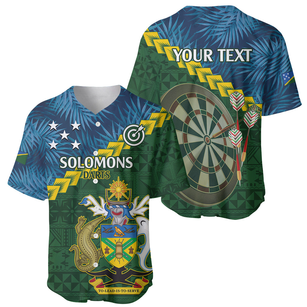 Personalised Solomon Islands Darts Baseball Jersey Tropical Leaves Melanesian Pattern LT14 - Polynesian Pride