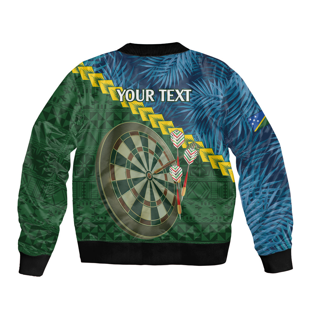 Personalised Solomon Islands Darts Bomber Jacket Tropical Leaves Melanesian Pattern LT14 - Polynesian Pride