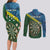 Personalised Solomon Islands Darts Couples Matching Long Sleeve Bodycon Dress and Long Sleeve Button Shirt Tropical Leaves Melanesian Pattern