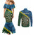 Personalised Solomon Islands Darts Couples Matching Mermaid Dress and Long Sleeve Button Shirt Tropical Leaves Melanesian Pattern