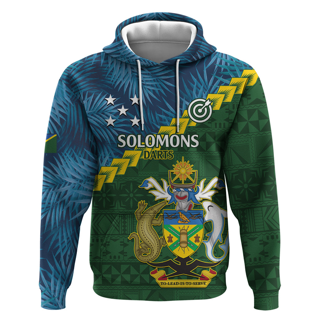 Personalised Solomon Islands Darts Hoodie Tropical Leaves Melanesian Pattern LT14 Pullover Hoodie Green - Polynesian Pride