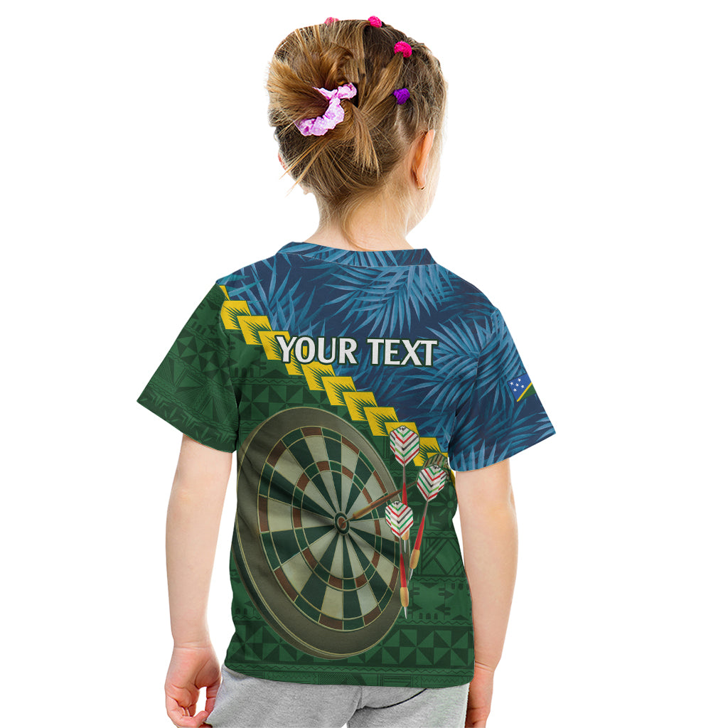 Personalised Solomon Islands Darts Kid T Shirt Tropical Leaves Melanesian Pattern LT14 - Polynesian Pride