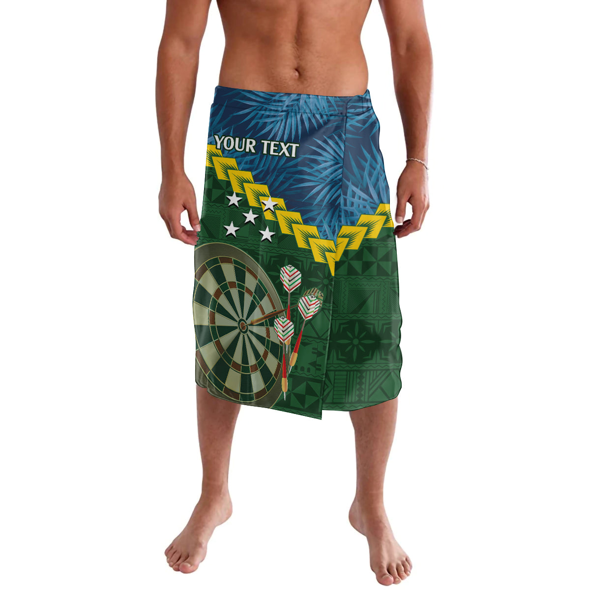 Personalised Solomon Islands Darts Lavalava Tropical Leaves Melanesian Pattern