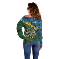 Personalised Solomon Islands Darts Off Shoulder Sweater Tropical Leaves Melanesian Pattern LT14 - Polynesian Pride