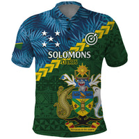 Personalised Solomon Islands Darts Polo Shirt Tropical Leaves Melanesian Pattern LT14 Green - Polynesian Pride