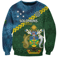 Personalised Solomon Islands Darts Sweatshirt Tropical Leaves Melanesian Pattern LT14 Unisex Green - Polynesian Pride
