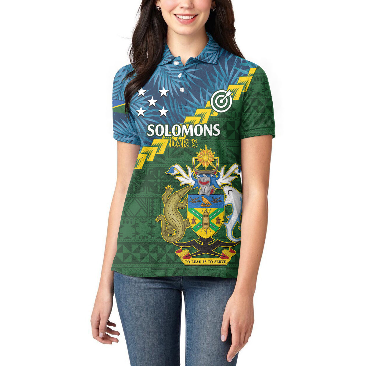 Personalised Solomon Islands Darts Women Polo Shirt Tropical Leaves Melanesian Pattern LT14 - Polynesian Pride