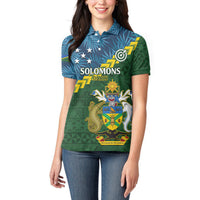 Personalised Solomon Islands Darts Women Polo Shirt Tropical Leaves Melanesian Pattern LT14 - Polynesian Pride