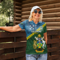 Personalised Solomon Islands Darts Women Polo Shirt Tropical Leaves Melanesian Pattern LT14 - Polynesian Pride