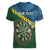 Personalised Solomon Islands Darts Women V-Neck T-Shirt Tropical Leaves Melanesian Pattern