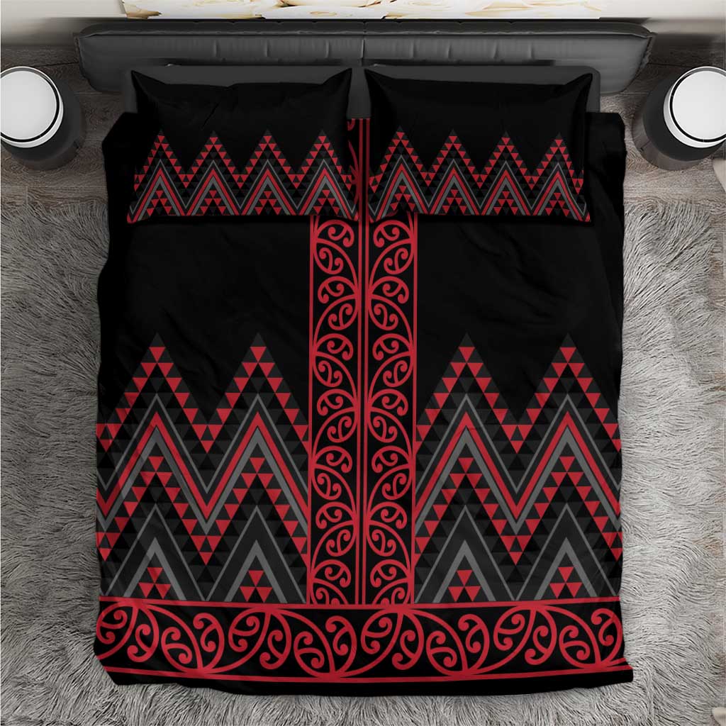 Red Aotearoa Mangopare Kowhaiwhai and Niho Taniwha Bedding Set Maori New Zealand LT14 Red - Polynesian Pride