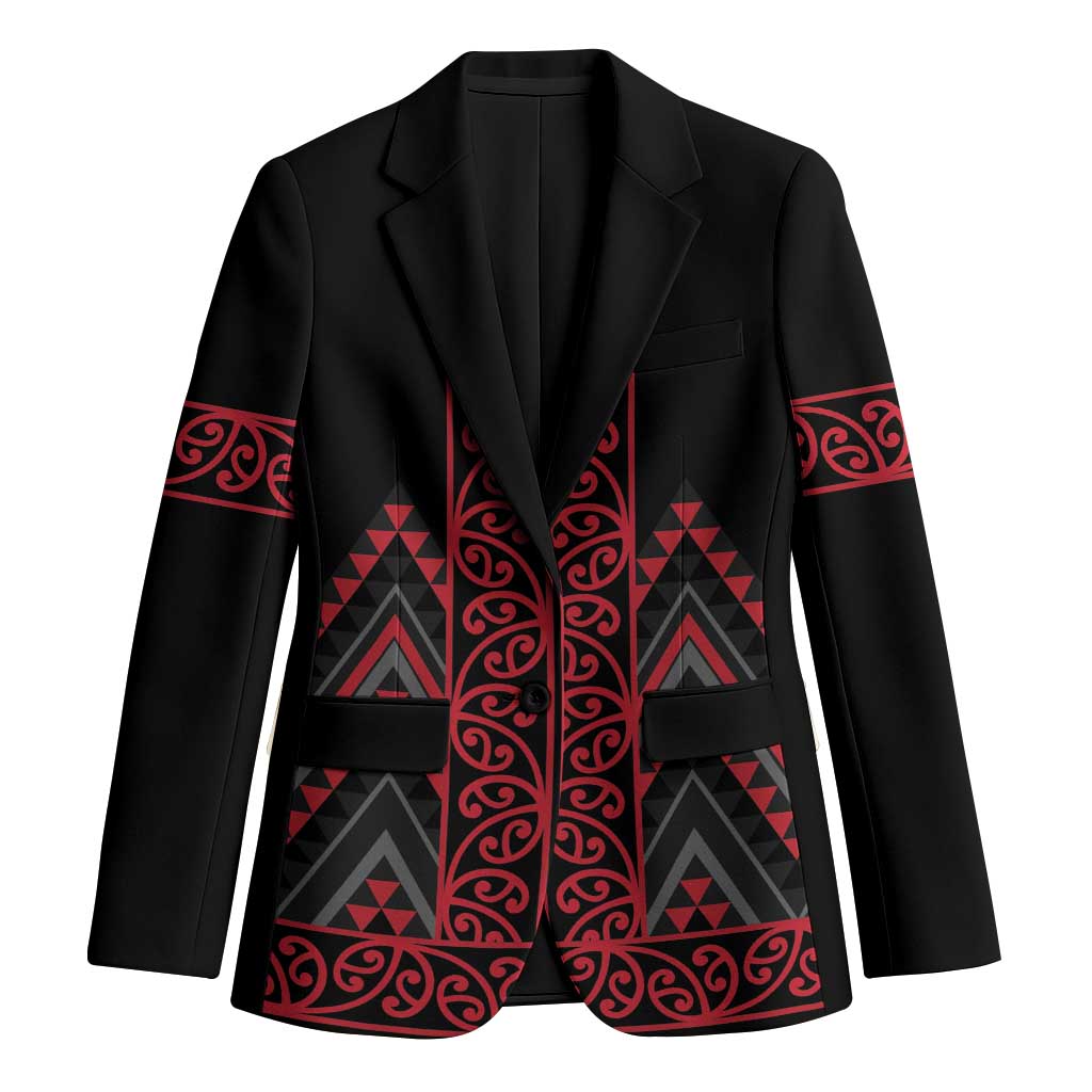 Red Aotearoa Mangopare Kowhaiwhai Niho Taniwha Blazer Maori New Zealand LT14 Unisex Red - Polynesian Pride