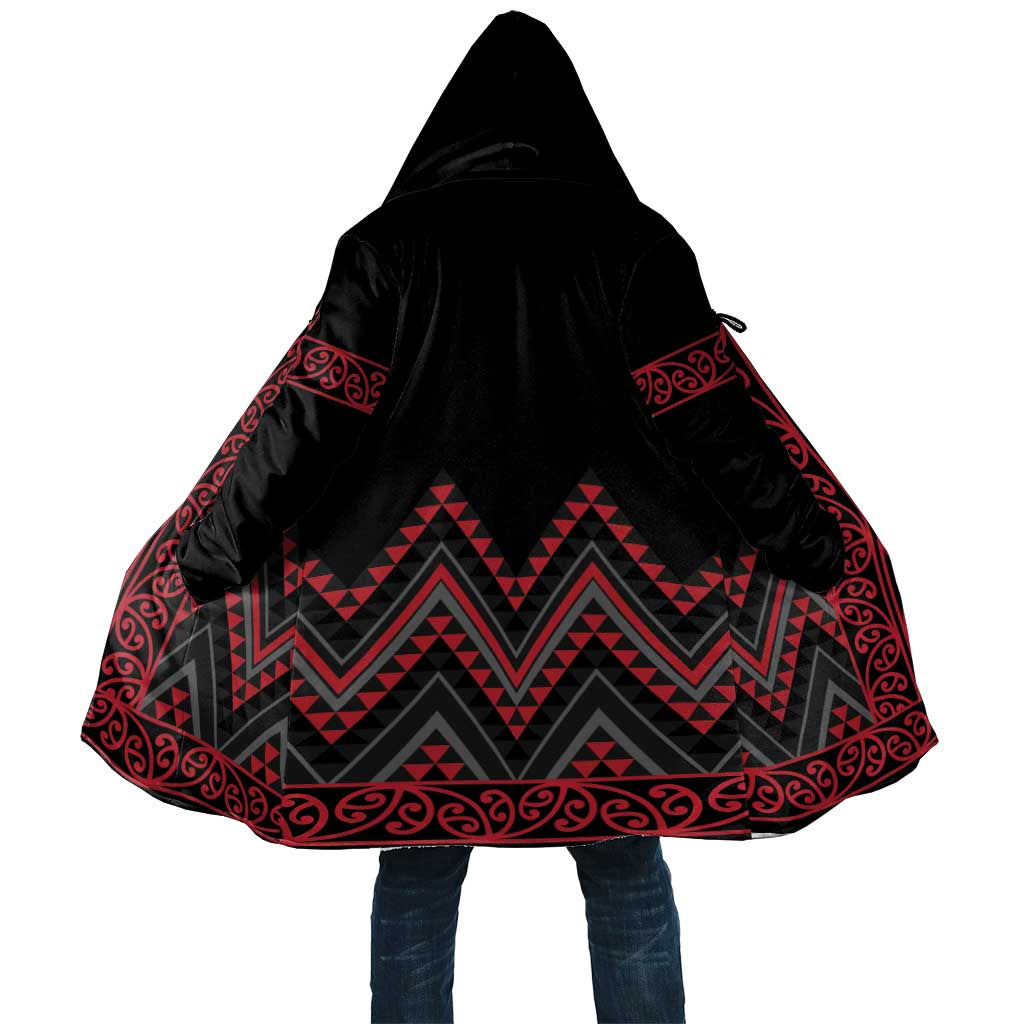 Red Aotearoa Mangopare Kowhaiwhai Niho Taniwha Cloak Maori New Zealand LT14 Unisex Red - Polynesian Pride