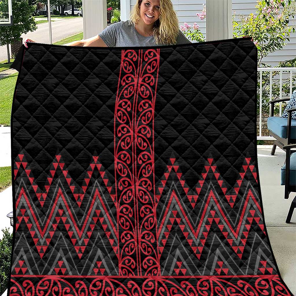 Red Aotearoa Mangopare Kowhaiwhai and Niho Taniwha Quilt Maori New Zealand LT14 Red - Polynesian Pride