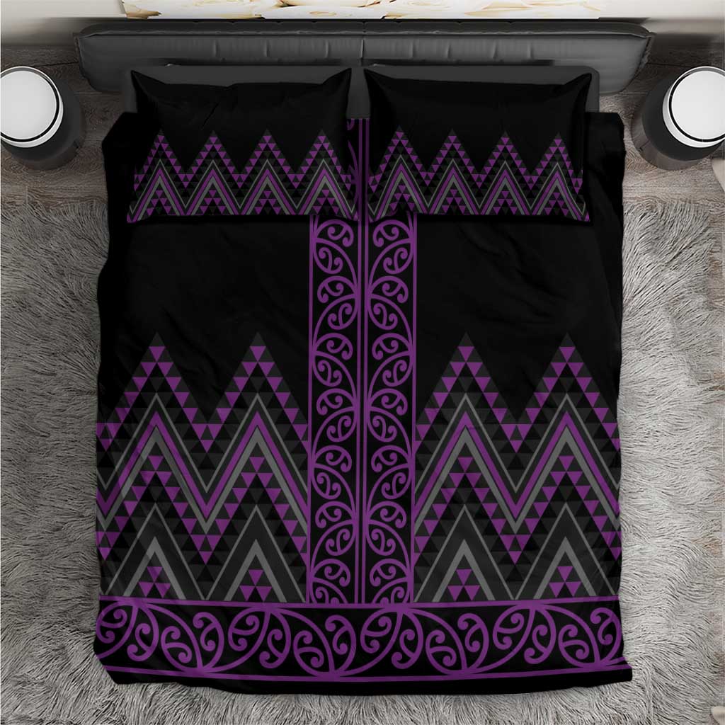 Purple Aotearoa Mangopare Kowhaiwhai and Niho Taniwha Bedding Set Maori New Zealand LT14 Purple - Polynesian Pride