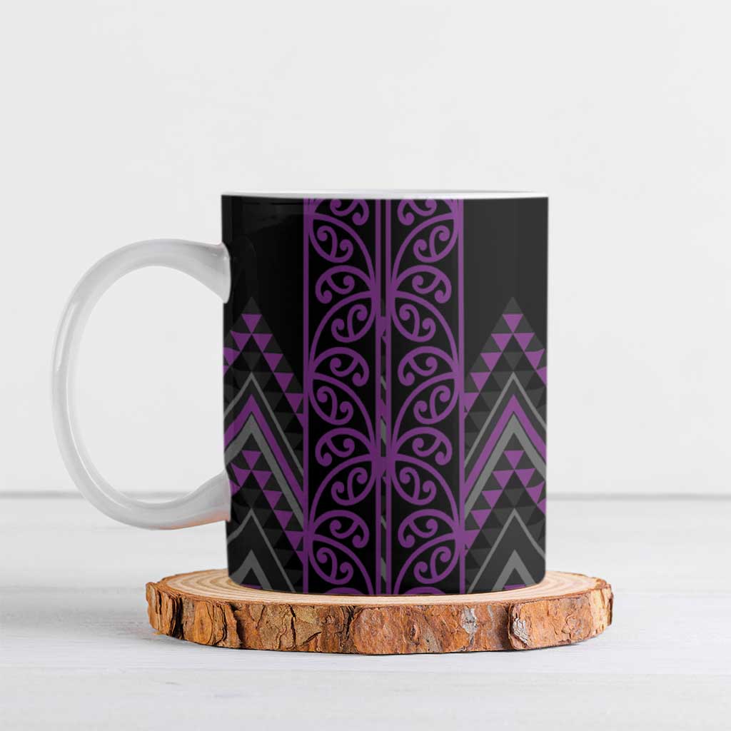 Purple Aotearoa Mangopare Kowhaiwhai Niho Taniwha Ceramic Mug Maori New Zealand LT14 Purple - Polynesian Pride
