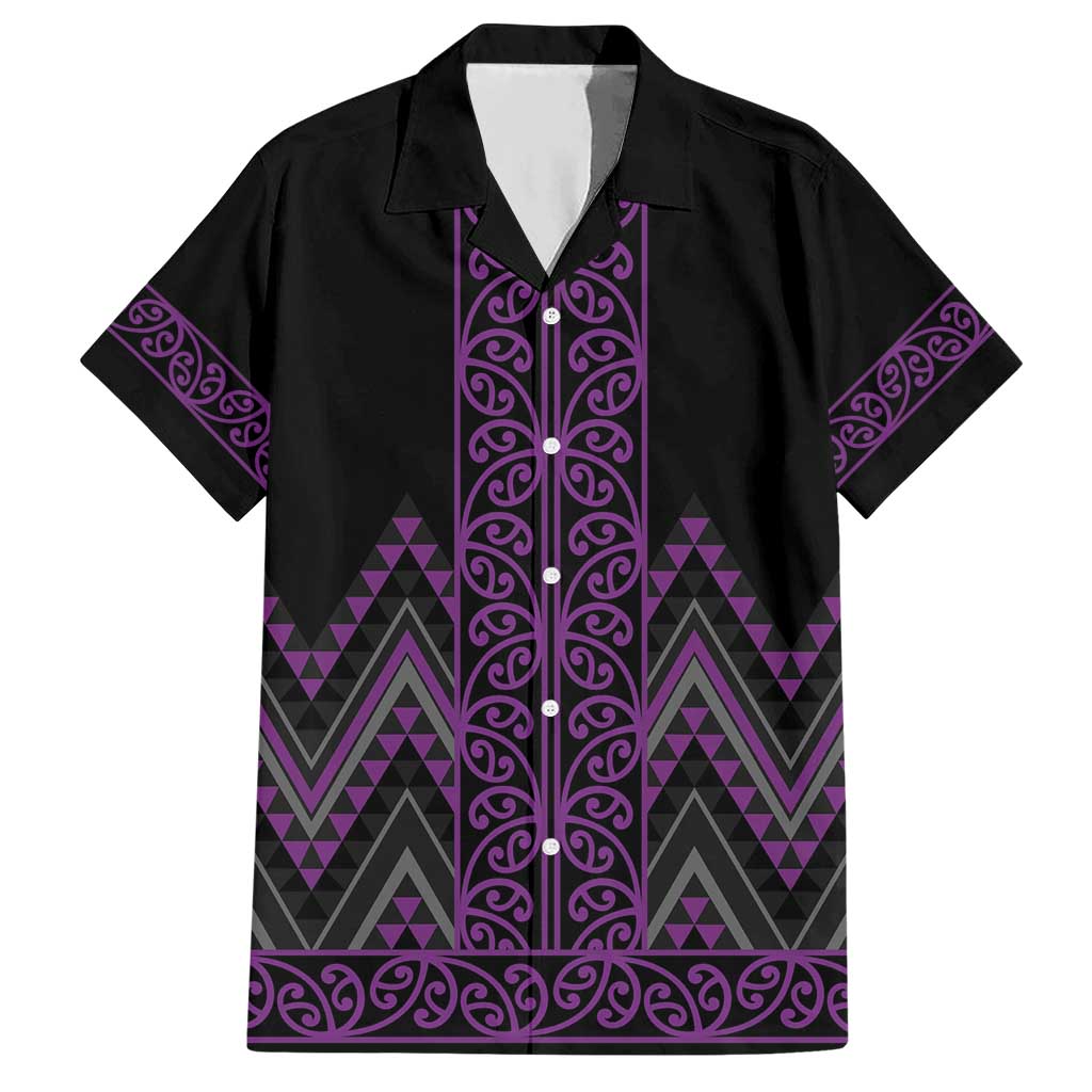 Purple Aotearoa Mangopare Kowhaiwhai and Niho Taniwha Hawaiian Shirt Maori New Zealand LT14 Purple - Polynesian Pride