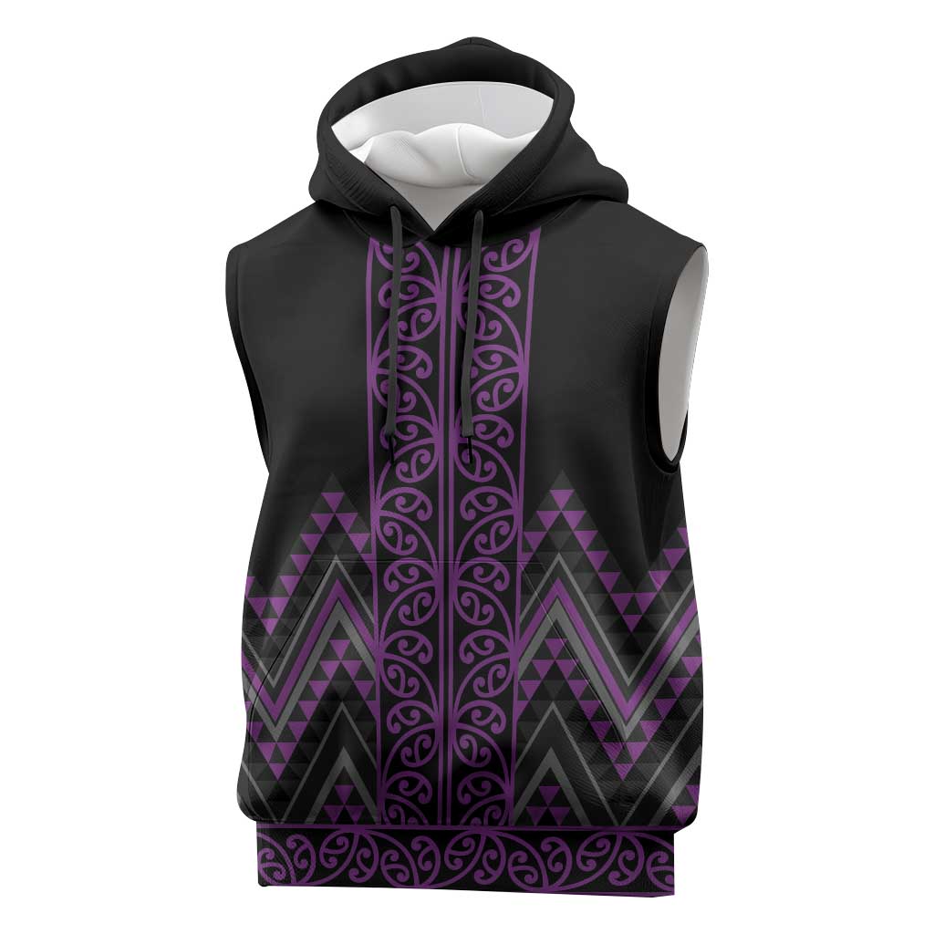 Purple Aotearoa Mangopare Kowhaiwhai Niho Taniwha Sleeveless Hoodie Maori New Zealand LT14 Purple - Polynesian Pride