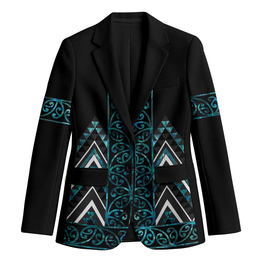 Paua Shell Aotearoa Mangopare Kowhaiwhai Niho Taniwha Blazer Maori New Zealand LT14 Unisex Turquoise - Polynesian Pride