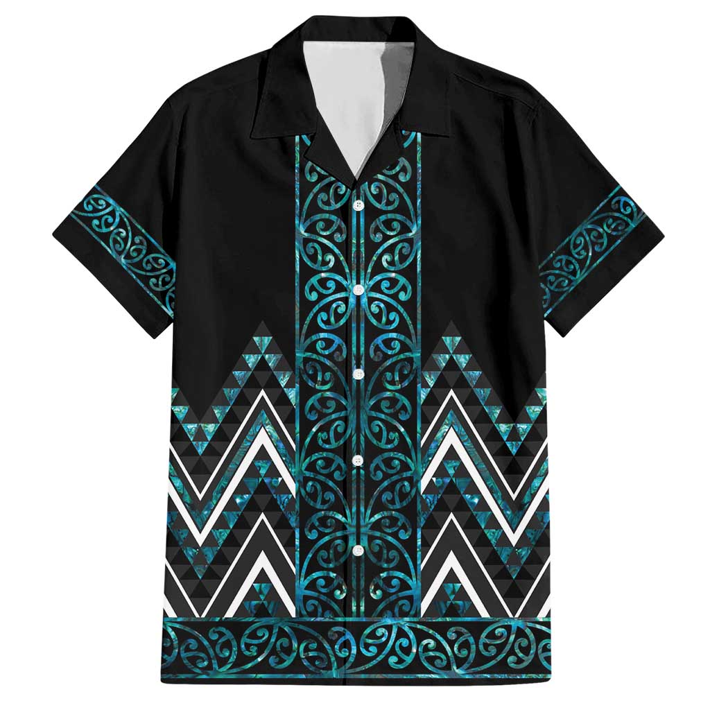 Paua Shell Aotearoa Mangopare Kowhaiwhai and Niho Taniwha Hawaiian Shirt Maori New Zealand LT14 Turquoise - Polynesian Pride