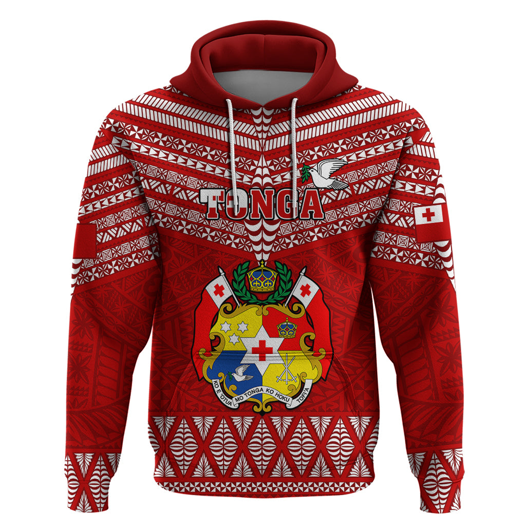 Custom Tonga Rugby Hoodie 2023 World Cup Tongan Kupesi Ngatu Pattern LT14 Pullover Hoodie Red - Polynesian Pride