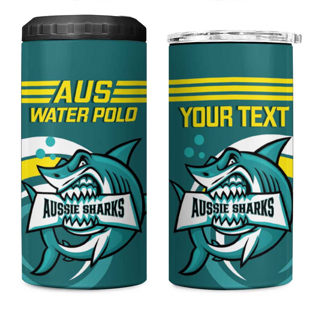 Personalised Australia Water Polo 2024 4 in 1 Can Cooler Tumbler Aussie Shark Sporty Version LT14 One Size: 16 oz Dark Cyan - Polynesian Pride