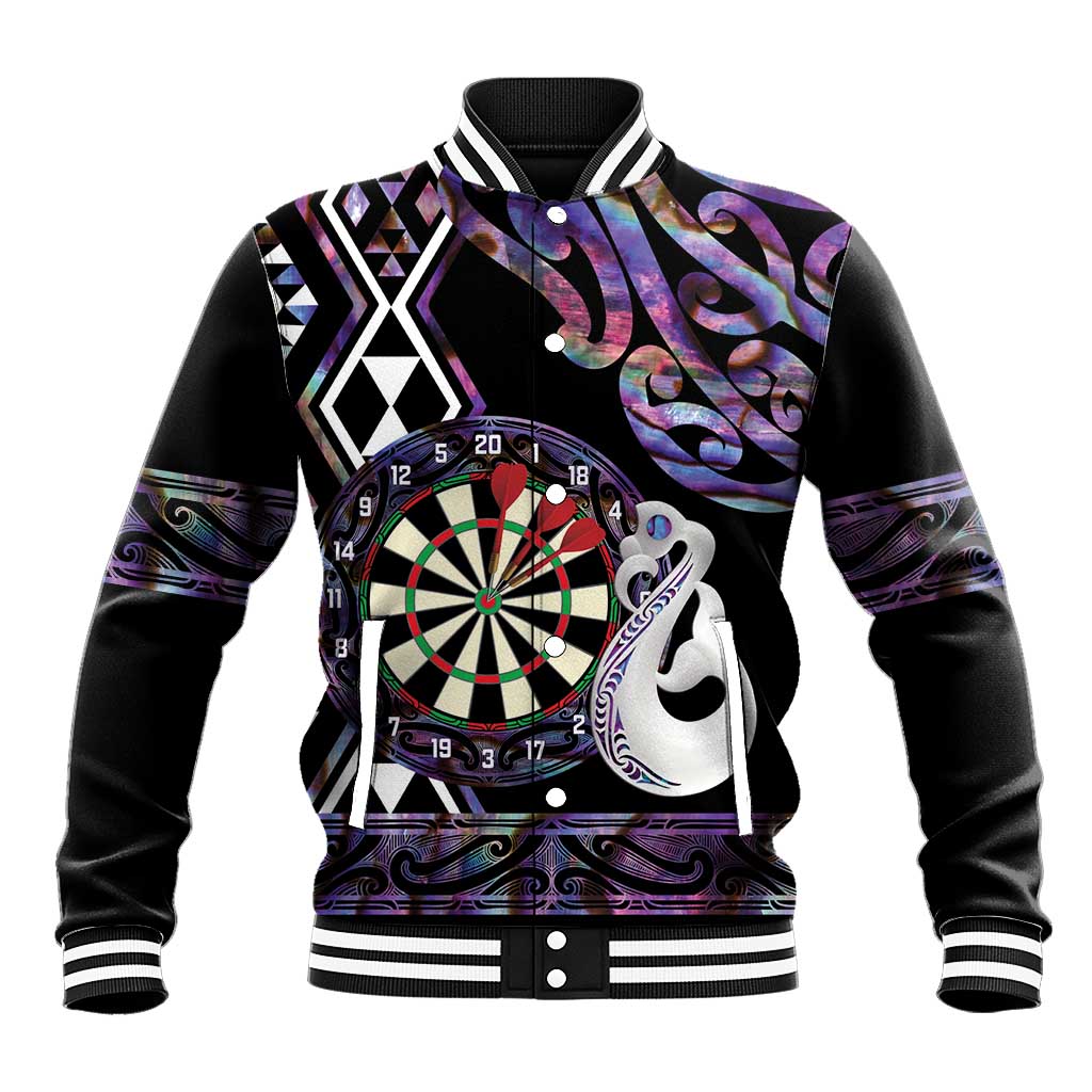 Personalised New Zealand Darts Baseball Jacket Ngutukaka Manaia Taniko Luxury Purple LT14 Unisex Purple - Polynesian Pride