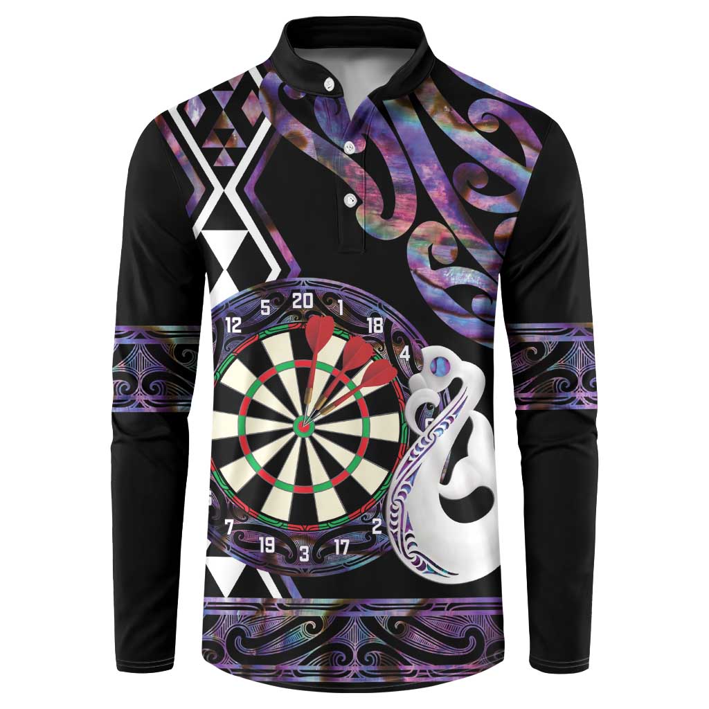Personalised New Zealand Darts Button Sweatshirt Ngutukaka Manaia Taniko Luxury Purple LT14 Purple - Polynesian Pride