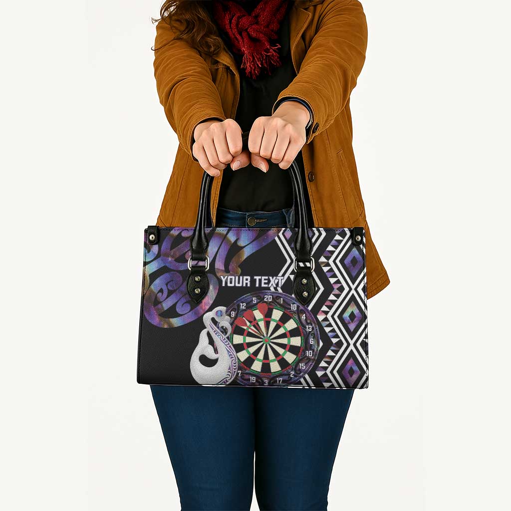 Personalised New Zealand Darts Leather Bag Ngutukaka Manaia Taniko Luxury Purple LT14 Purple - Polynesian Pride