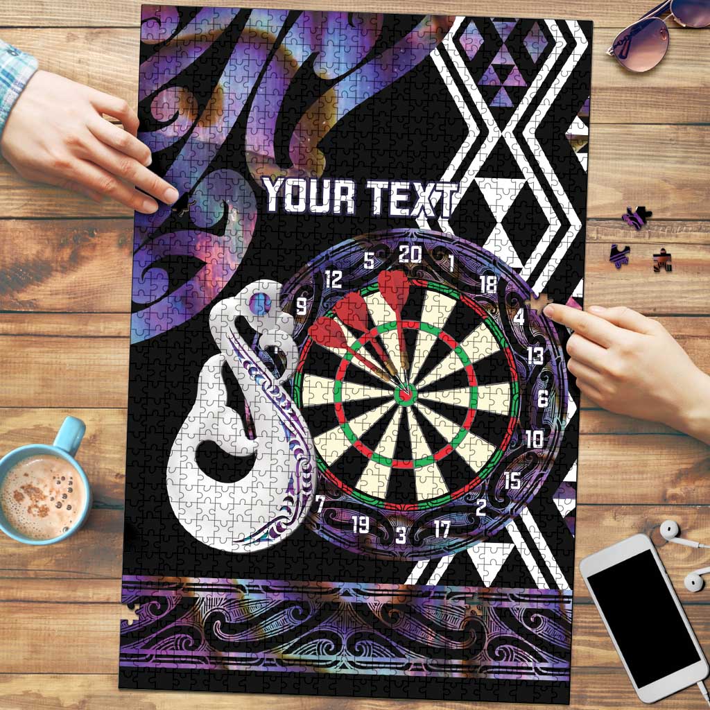 Personalised New Zealand Darts Puzzle Ngutukaka Manaia Taniko Luxury Purple LT14 Purple - Polynesian Pride
