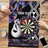 Personalised New Zealand Darts Puzzle Ngutukaka Manaia Taniko Luxury Purple LT14 Purple - Polynesian Pride