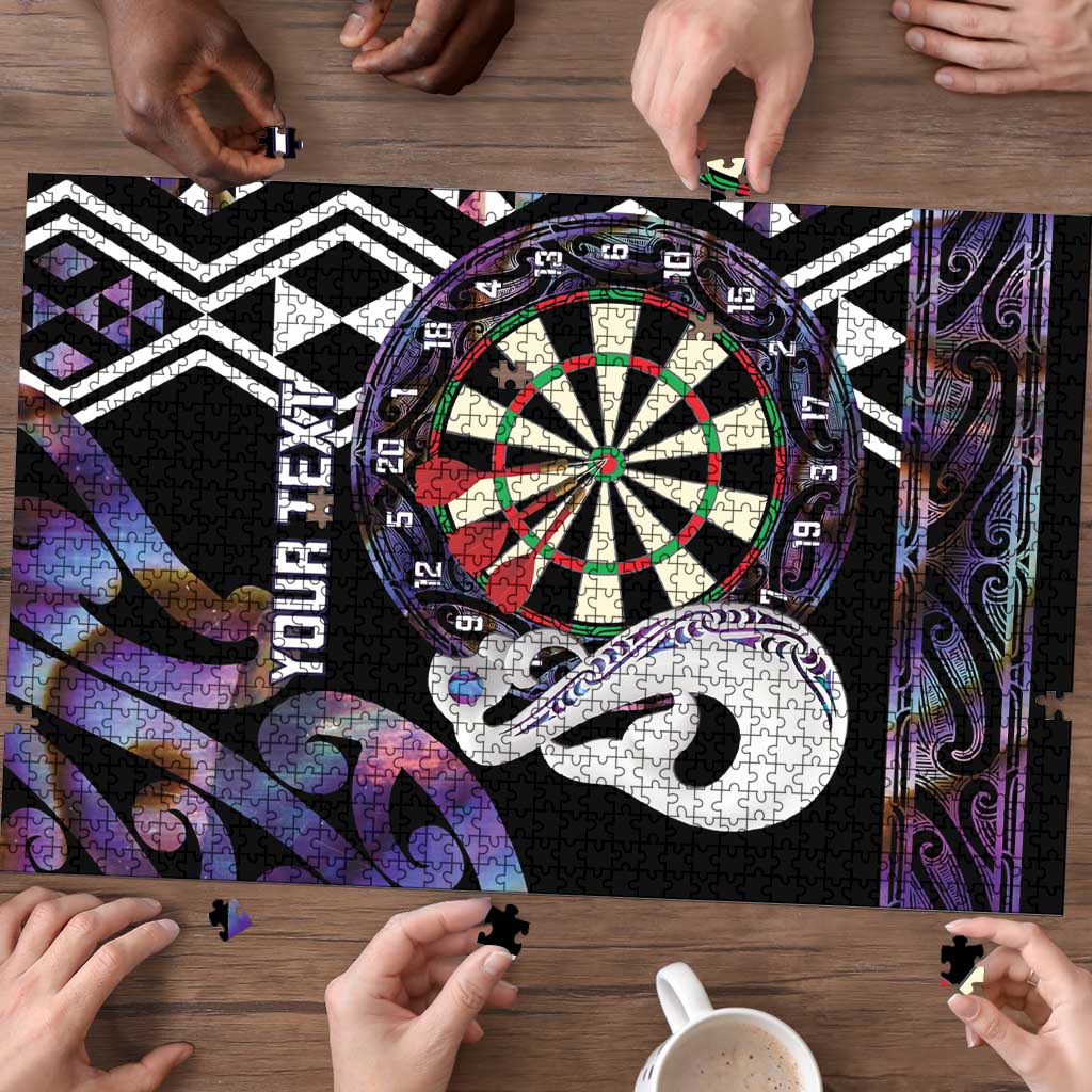 Personalised New Zealand Darts Puzzle Ngutukaka Manaia Taniko Luxury Purple LT14 - Polynesian Pride