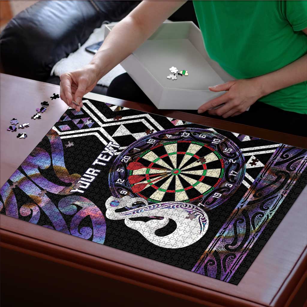 Personalised New Zealand Darts Puzzle Ngutukaka Manaia Taniko Luxury Purple LT14 - Polynesian Pride