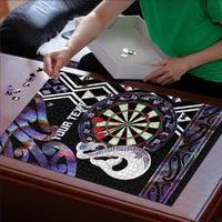 Personalised New Zealand Darts Puzzle Ngutukaka Manaia Taniko Luxury Purple LT14 - Polynesian Pride