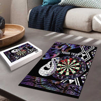 Personalised New Zealand Darts Puzzle Ngutukaka Manaia Taniko Luxury Purple LT14 - Polynesian Pride