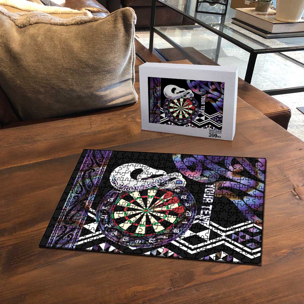 Personalised New Zealand Darts Puzzle Ngutukaka Manaia Taniko Luxury Purple LT14 - Polynesian Pride