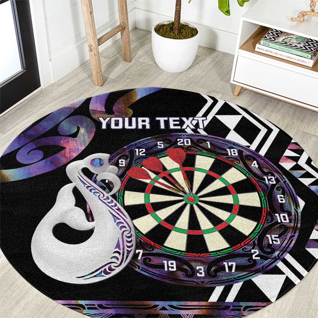 Personalised New Zealand Darts Round Carpet Ngutukaka Manaia Taniko Luxury Purple LT14 Purple - Polynesian Pride