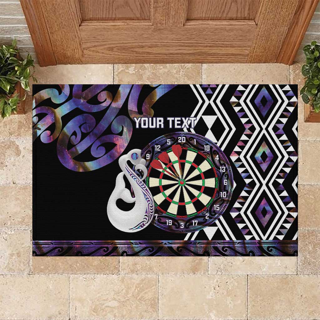 Personalised New Zealand Darts Rubber Doormat Ngutukaka Manaia Taniko Luxury Purple LT14 Purple - Polynesian Pride