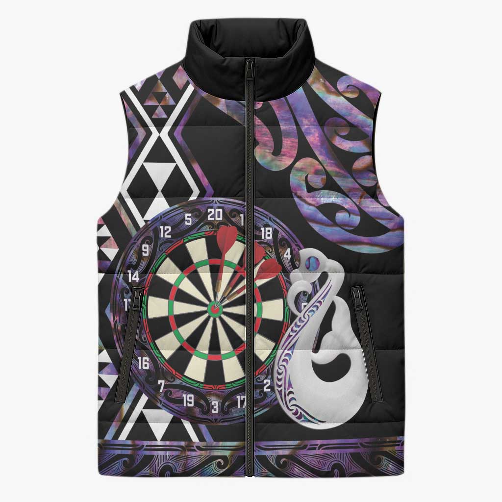 Personalised New Zealand Darts Sleeveless Puffer Jacket Ngutukaka Manaia Taniko Luxury Purple LT14 Unisex Purple - Polynesian Pride