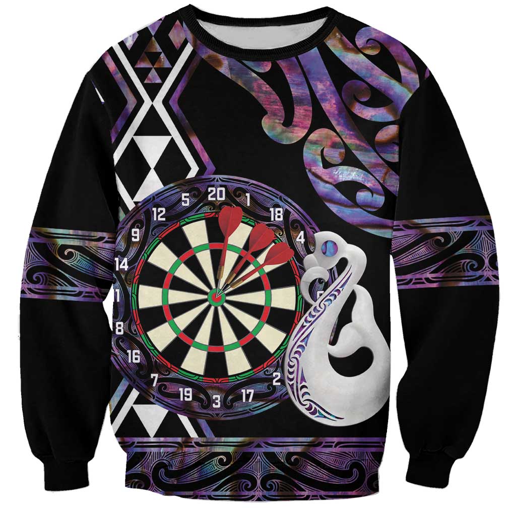 Personalised New Zealand Darts Sweatshirt Ngutukaka Manaia Taniko Luxury Purple LT14 Unisex Purple - Polynesian Pride
