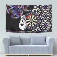 Personalised New Zealand Darts Tapestry Ngutukaka Manaia Taniko Luxury Purple LT14 - Polynesian Pride
