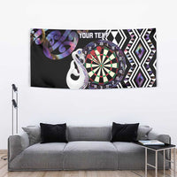Personalised New Zealand Darts Tapestry Ngutukaka Manaia Taniko Luxury Purple LT14 - Polynesian Pride