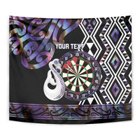 Personalised New Zealand Darts Tapestry Ngutukaka Manaia Taniko Luxury Purple LT14 - Polynesian Pride