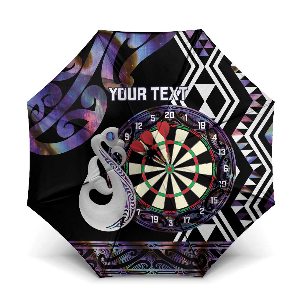 Personalised New Zealand Darts Umbrella Ngutukaka Manaia Taniko Luxury Purple LT14 One Size Folded 11.42 inch Opened Diameter 37.4 inch Purple - Polynesian Pride