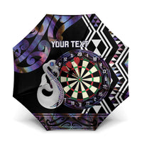 Personalised New Zealand Darts Umbrella Ngutukaka Manaia Taniko Luxury Purple LT14 One Size Folded 11.42 inch Opened Diameter 37.4 inch Purple - Polynesian Pride