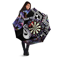 Personalised New Zealand Darts Umbrella Ngutukaka Manaia Taniko Luxury Purple LT14 - Polynesian Pride